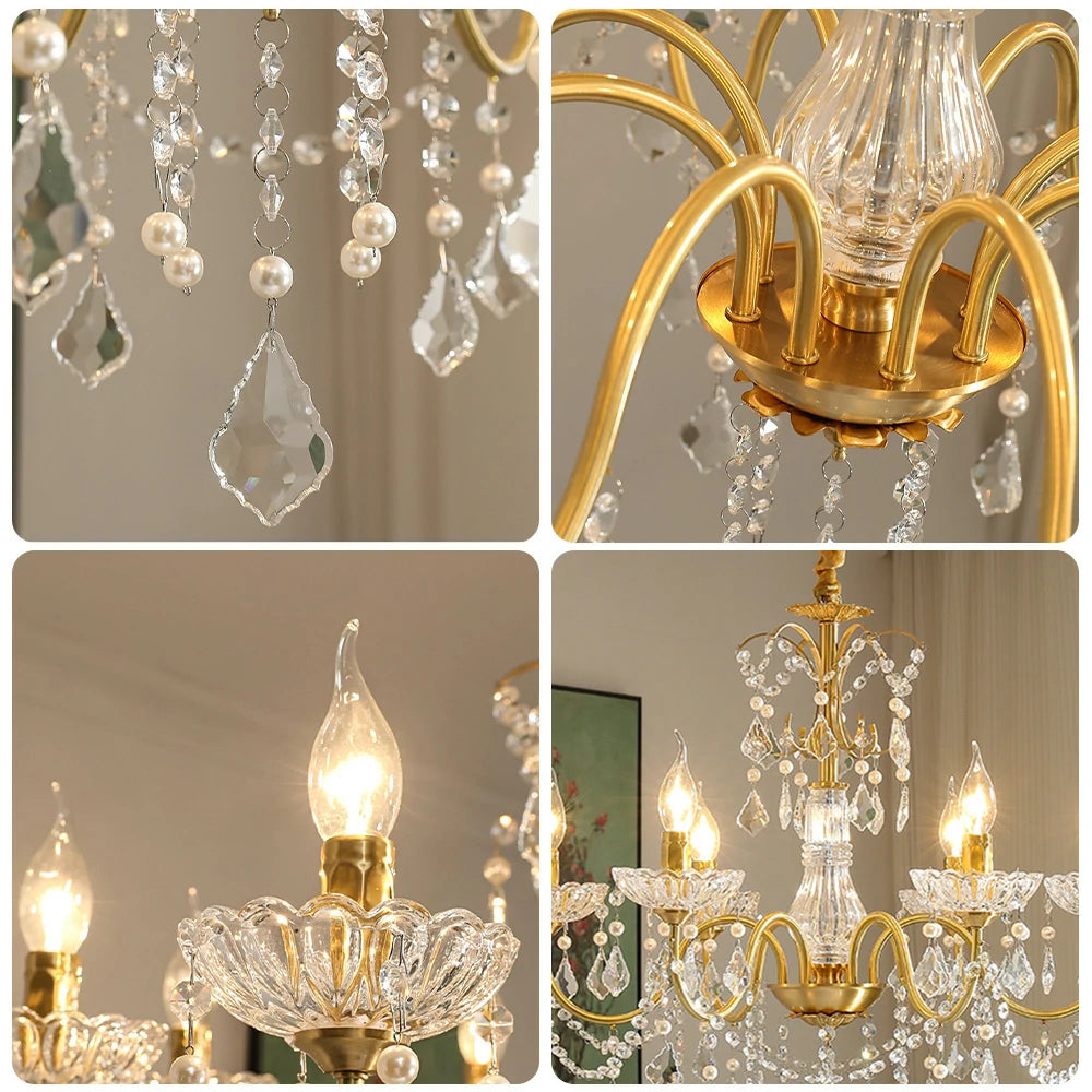 LUXORA Crystal Pendant Light 65/75/92cm High-Quality Iron Frame, Adjustable Height, Crystal Beads, Elegant Light Diffusion