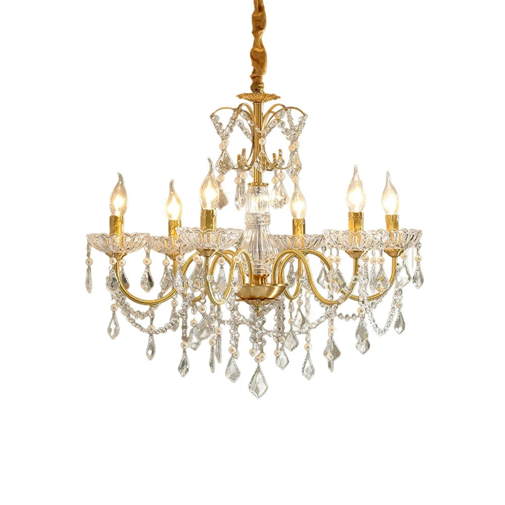 LUXORA Crystal Pendant Light 65/75/92cm High-Quality Iron Frame, Adjustable Height, Crystal Beads, Elegant Light Diffusion