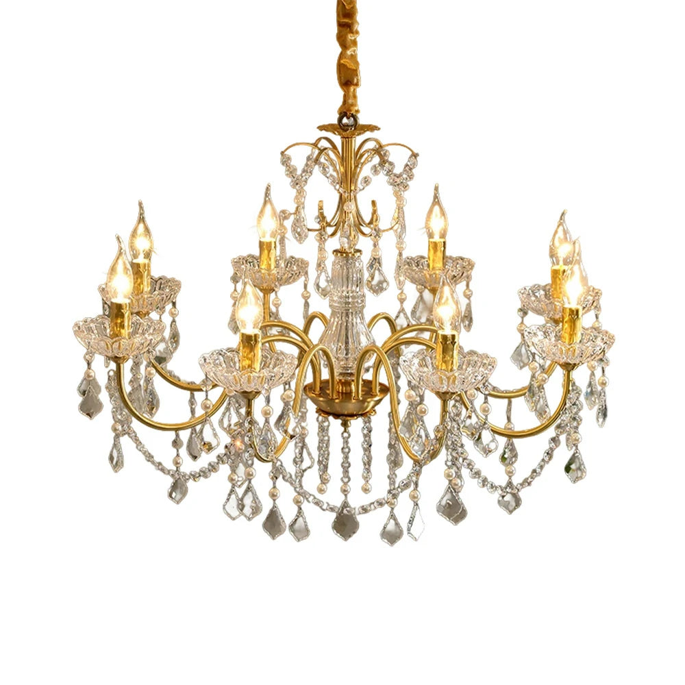 LUXORA Crystal Pendant Light 65/75/92cm High-Quality Iron Frame, Adjustable Height, Crystal Beads, Elegant Light Diffusion