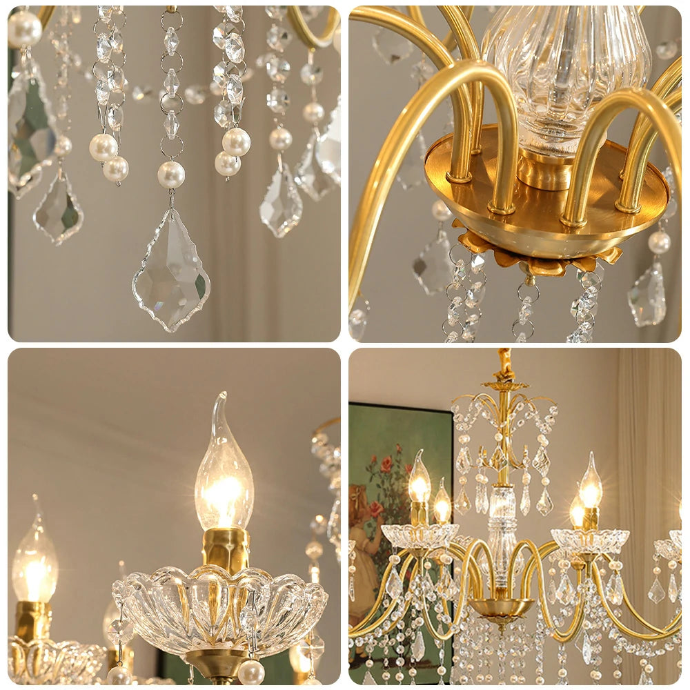 LUXORA Crystal Pendant Light 65/75/92cm High-Quality Iron Frame, Adjustable Height, Crystal Beads, Elegant Light Diffusion