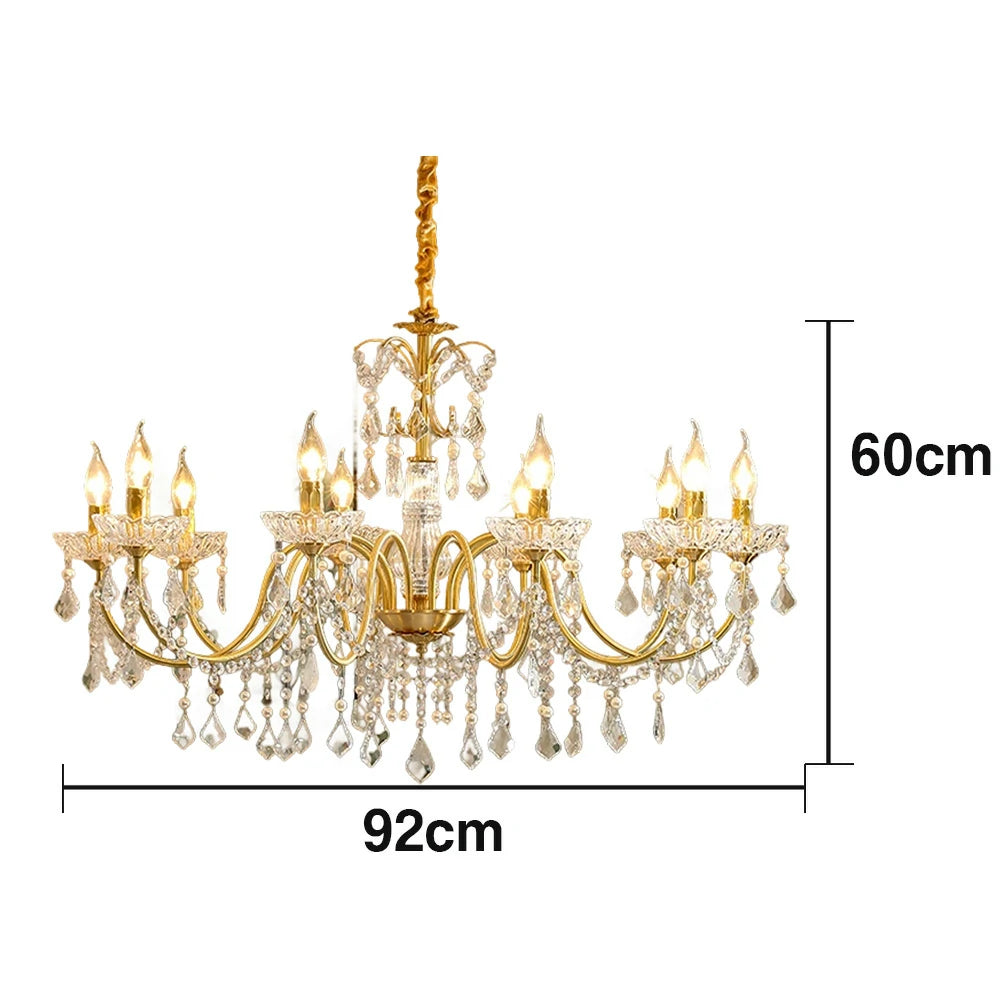 LUXORA Crystal Pendant Light 65/75/92cm High-Quality Iron Frame, Adjustable Height, Crystal Beads, Elegant Light Diffusion