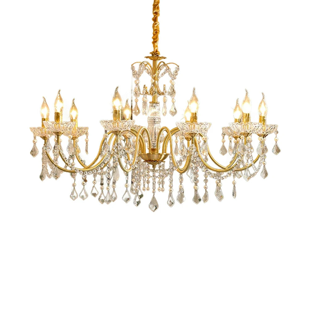 LUXORA Crystal Pendant Light 65/75/92cm High-Quality Iron Frame, Adjustable Height, Crystal Beads, Elegant Light Diffusion
