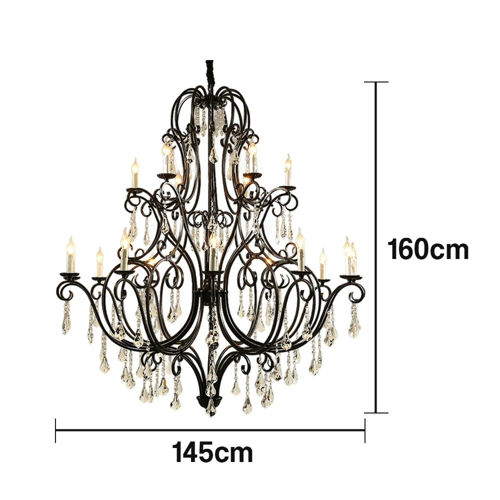 LUXORA Crystal Pendant Light 90/115/145cm - High-Quality Alloy Frame, Adjustable Height, Premium Crystal Pendants, Elegant Light Diffusion