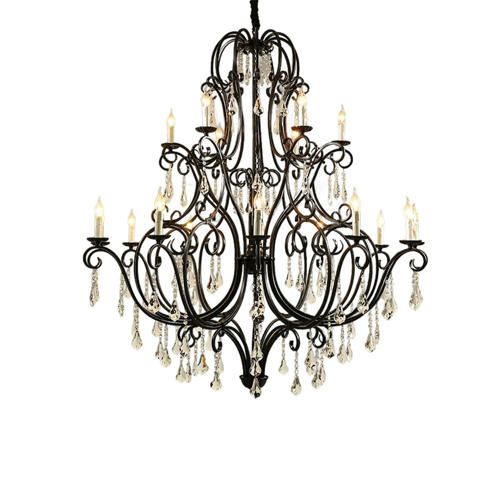 LUXORA Crystal Pendant Light 90/115/145cm - High-Quality Alloy Frame, Adjustable Height, Premium Crystal Pendants, Elegant Light Diffusion