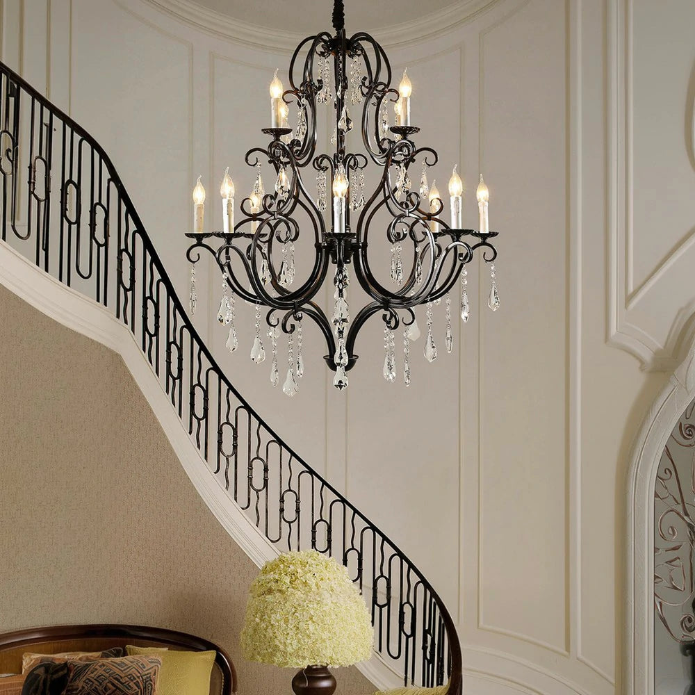 LUXORA Crystal Pendant Light 90/115/145cm - High-Quality Alloy Frame, Adjustable Height, Premium Crystal Pendants, Elegant Light Diffusion