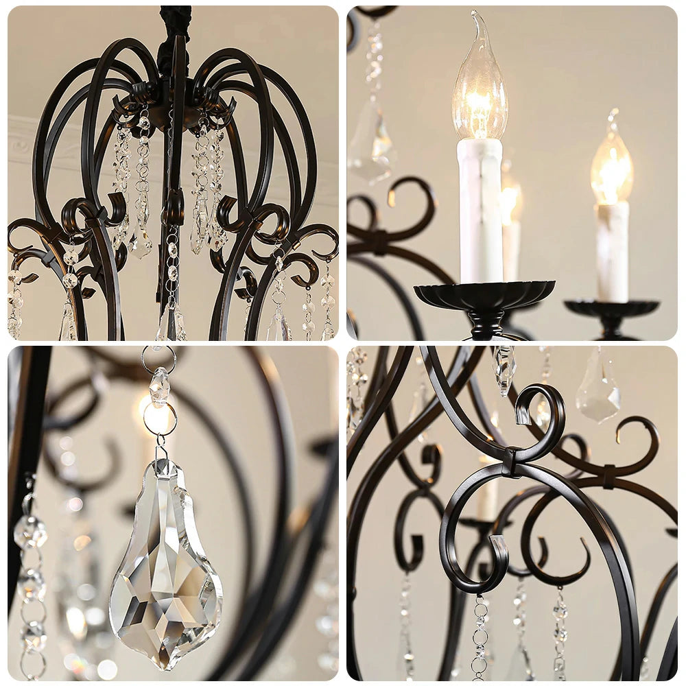 LUXORA Crystal Pendant Light 90/115/145cm - High-Quality Alloy Frame, Adjustable Height, Premium Crystal Pendants, Elegant Light Diffusion