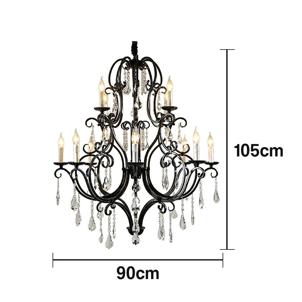 LUXORA Crystal Pendant Light 90/115/145cm - High-Quality Alloy Frame, Adjustable Height, Premium Crystal Pendants, Elegant Light Diffusion