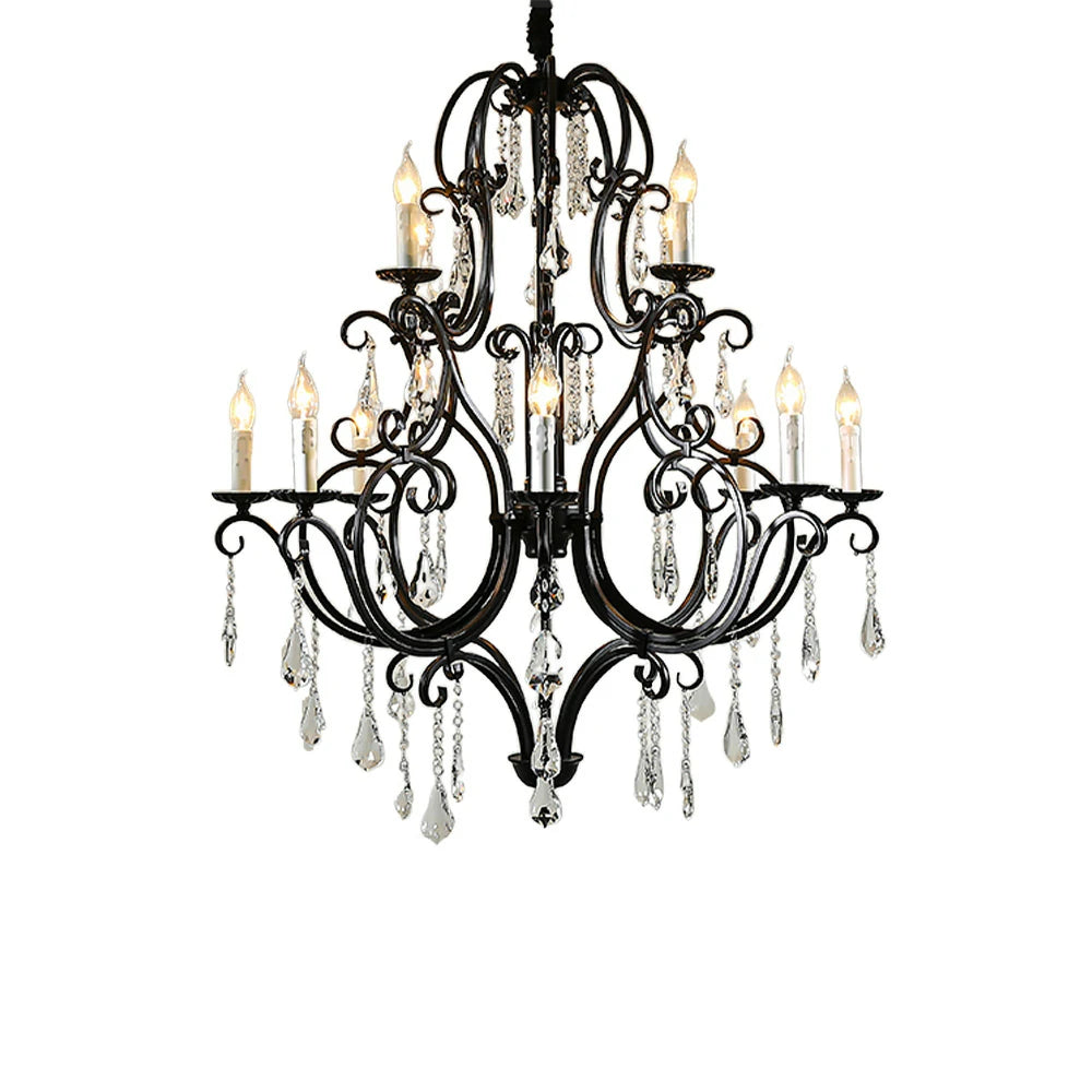 LUXORA Crystal Pendant Light 90/115/145cm - High-Quality Alloy Frame, Adjustable Height, Premium Crystal Pendants, Elegant Light Diffusion