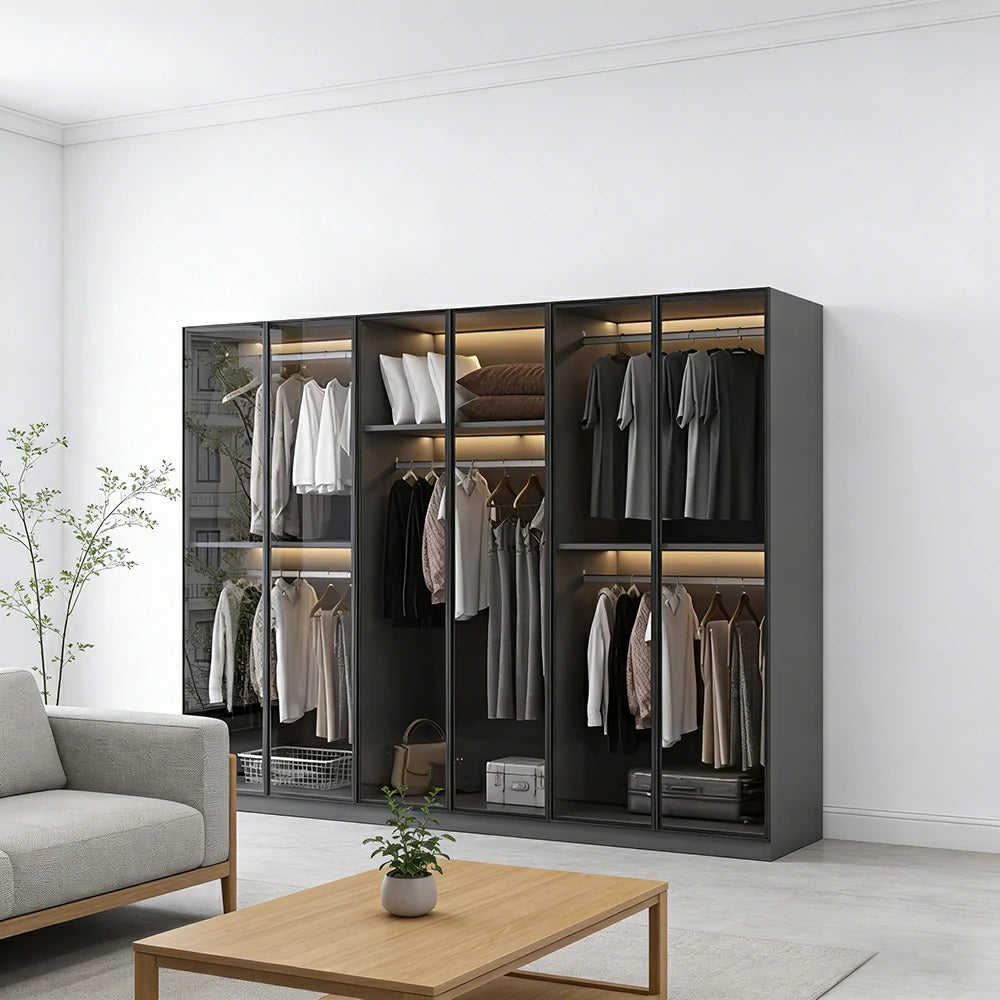 LUXORA 240cm Glass Display Cabinet - Organised Storage Solution with Tempered Glass & Aluminium Frame, Dust & Moisture-Resistant Base