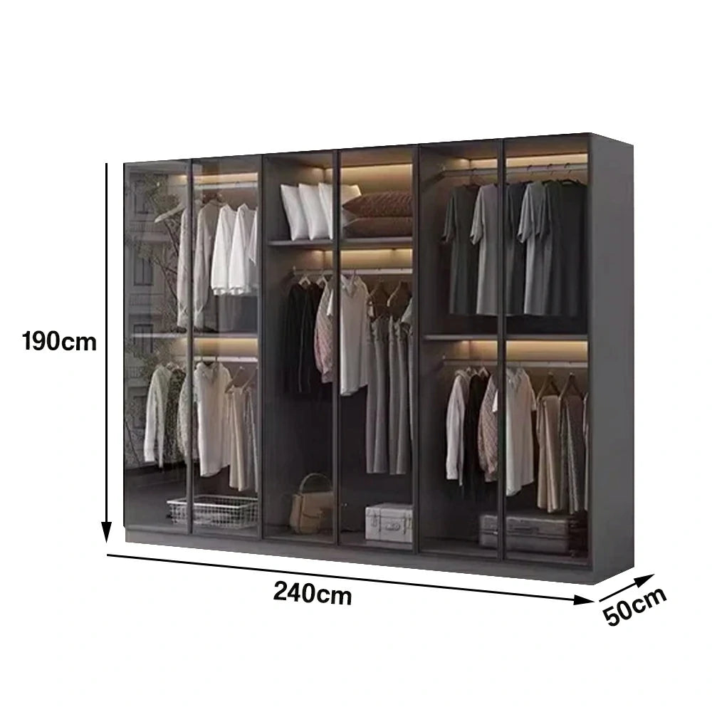 LUXORA 240cm Glass Display Cabinet - Organised Storage Solution with Tempered Glass & Aluminium Frame, Dust & Moisture-Resistant Base