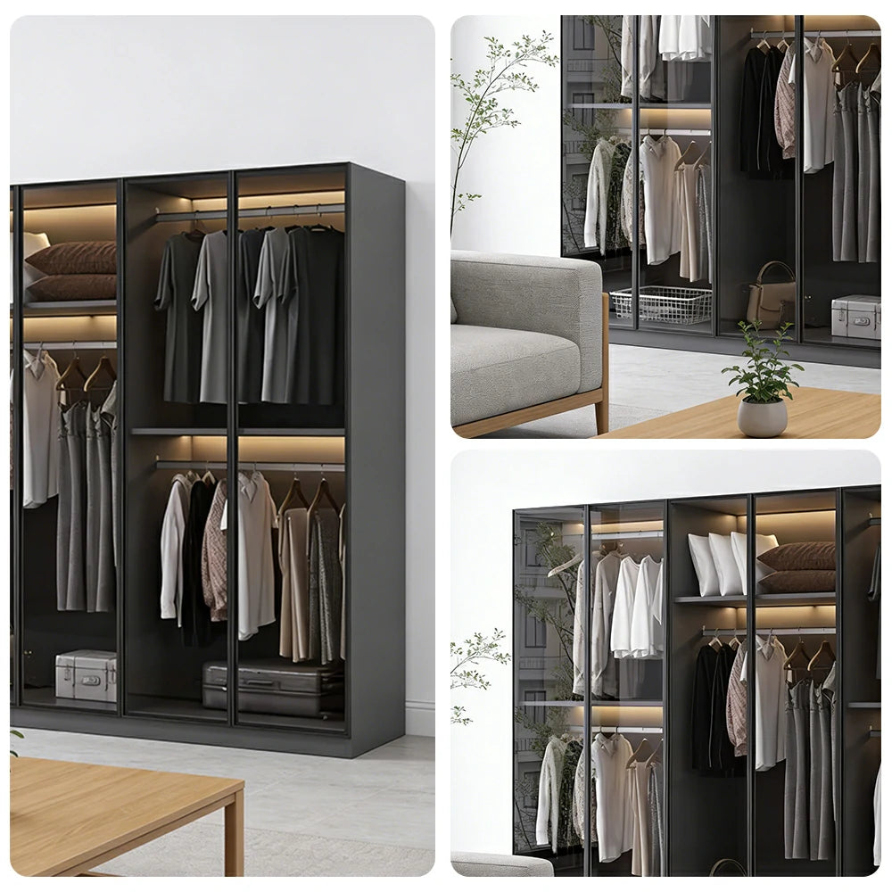 LUXORA 240cm Glass Display Cabinet - Organised Storage Solution with Tempered Glass & Aluminium Frame, Dust & Moisture-Resistant Base