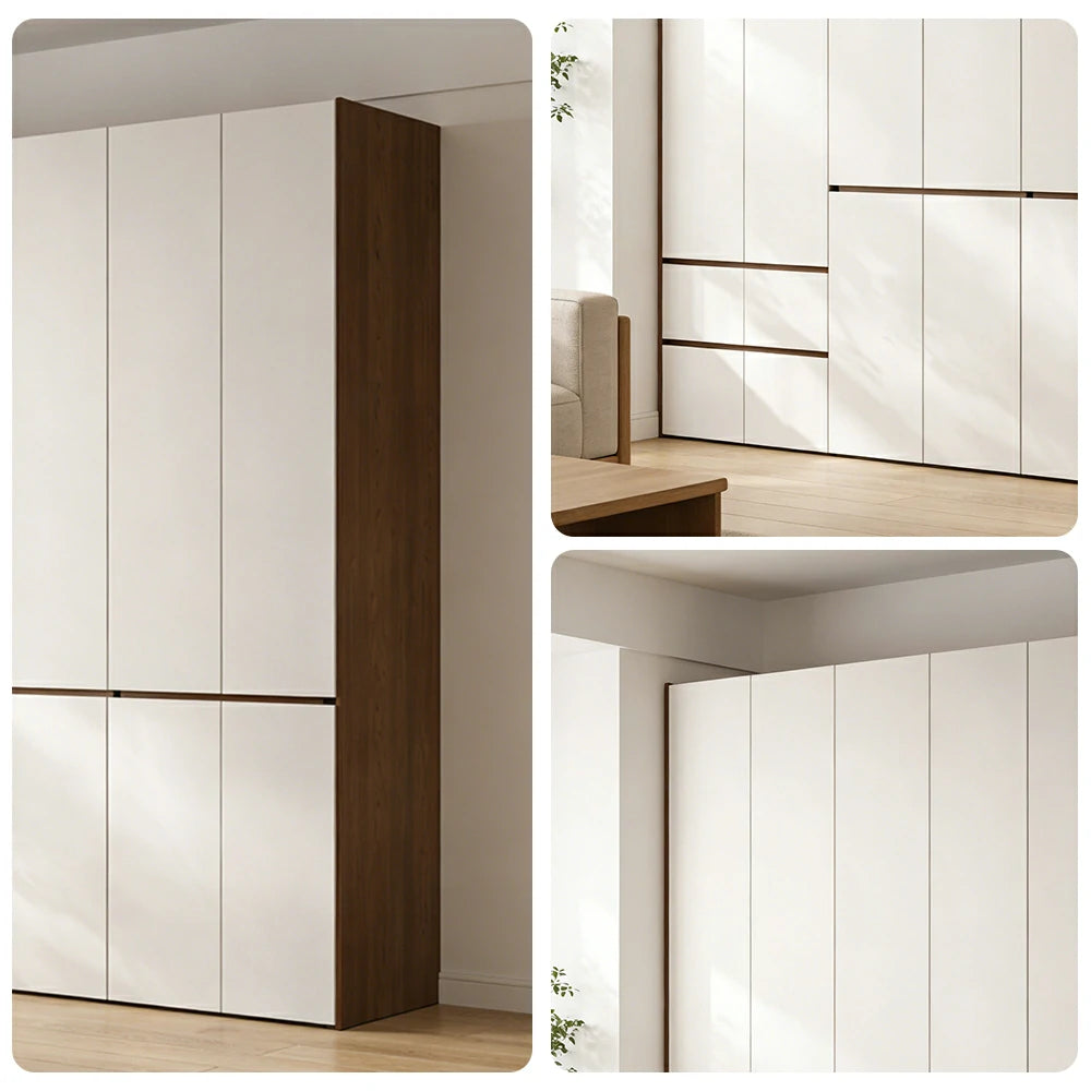 LUXORA 220/240cm Solid Wood Wardrobe Cabinet - Full Height Storage with Hanging Space & Drawers, Durable Thick Wood Design