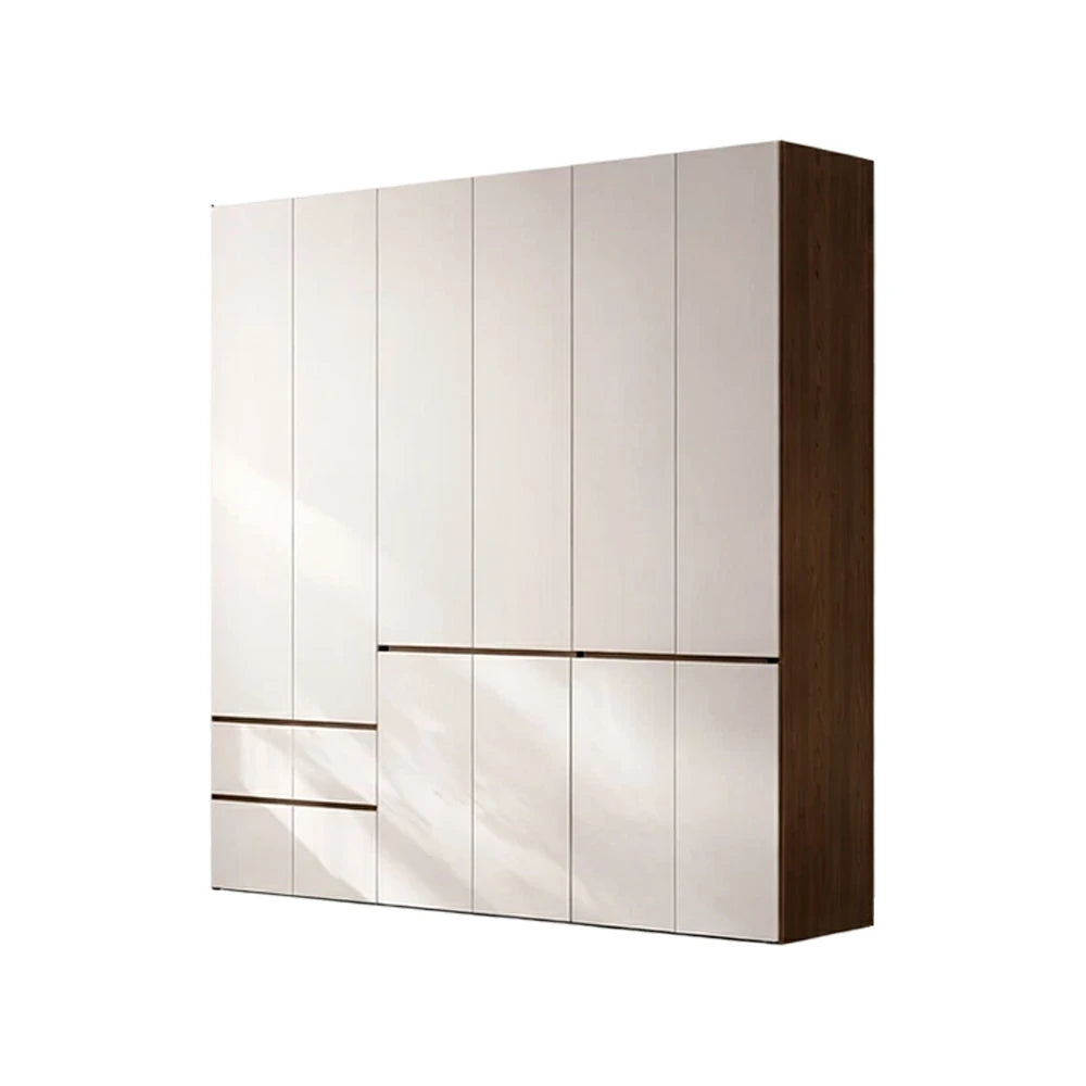 LUXORA 220/240cm Solid Wood Wardrobe Cabinet - Full Height Storage with Hanging Space & Drawers, Durable Thick Wood Design