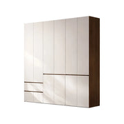 LUXORA 220/240cm Solid Wood Wardrobe Cabinet - Full Height Storage with Hanging Space & Drawers, Durable Thick Wood Design