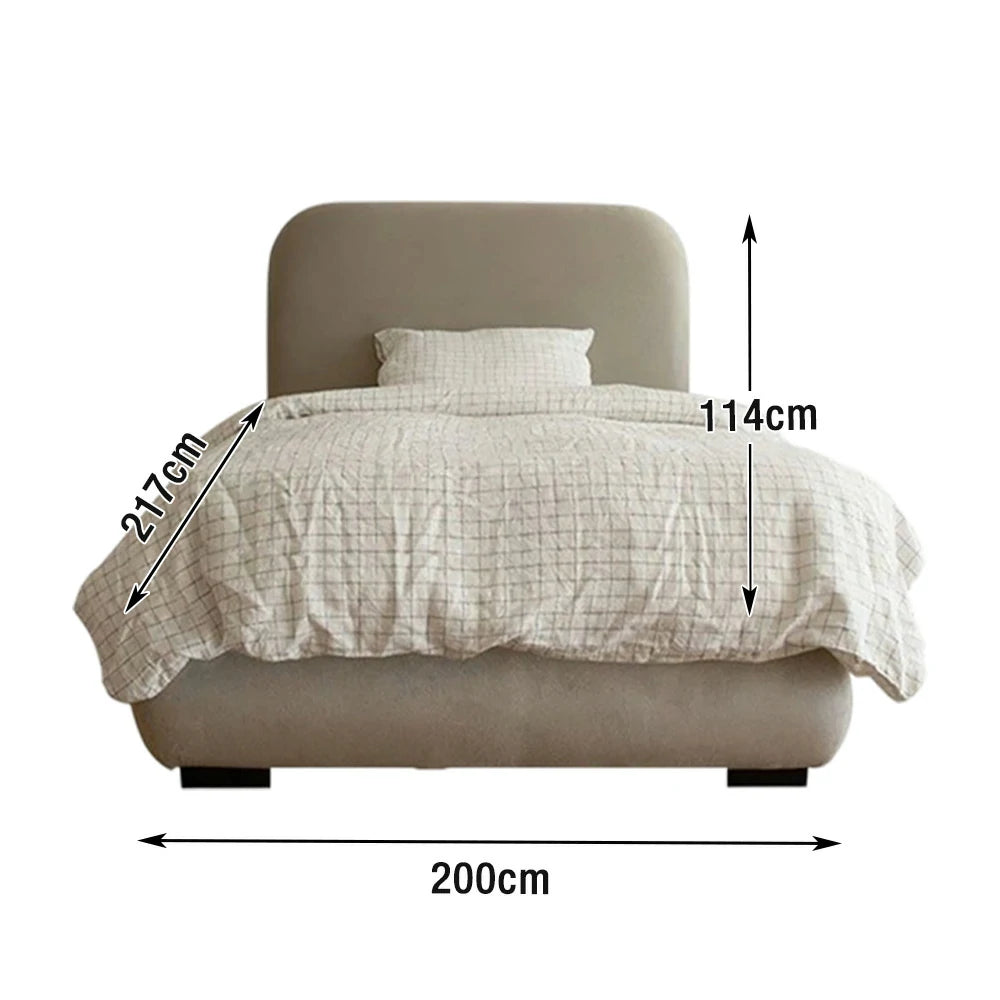 LUXORA Upholstered Bed Frame 150/180cm, Cotton-Linen Fabric & Solid Wood, High-Density Sponge Headboard - Grey