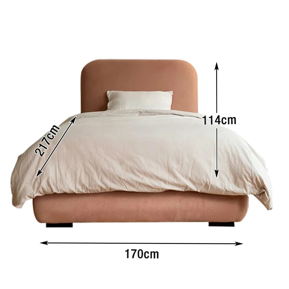 LUXORA Upholstered Bed Frame 150/180cm, Cotton-Linen Fabric & Solid Wood, High-Density Sponge Headboard - Pink