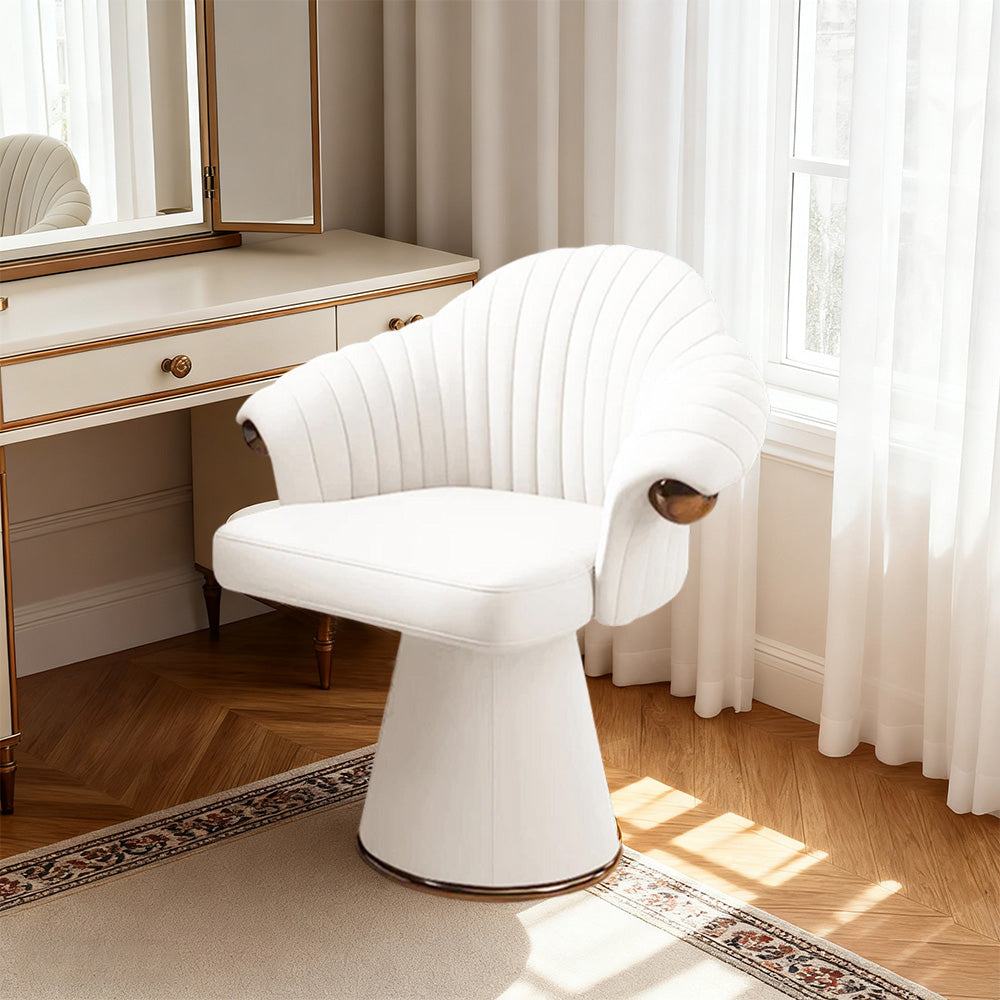 LUXORA Swivel Lounge Chair, Ergonomic Design with Italian Top-Grain Leather, High-Density Sponge, 360° Rotation for Comfortable and Stylish Seating - White