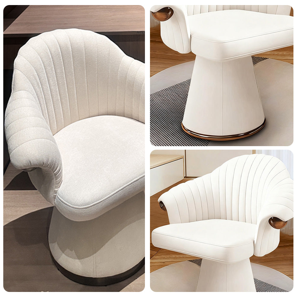 LUXORA Swivel Lounge Chair, Ergonomic Design with Italian Top-Grain Leather, High-Density Sponge, 360° Rotation for Comfortable and Stylish Seating - White
