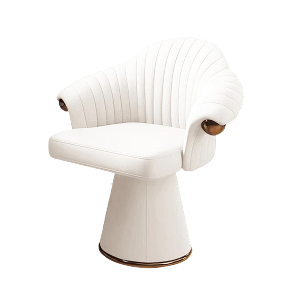 LUXORA Swivel Lounge Chair, Ergonomic Design with Italian Top-Grain Leather, High-Density Sponge, 360° Rotation for Comfortable and Stylish Seating - White