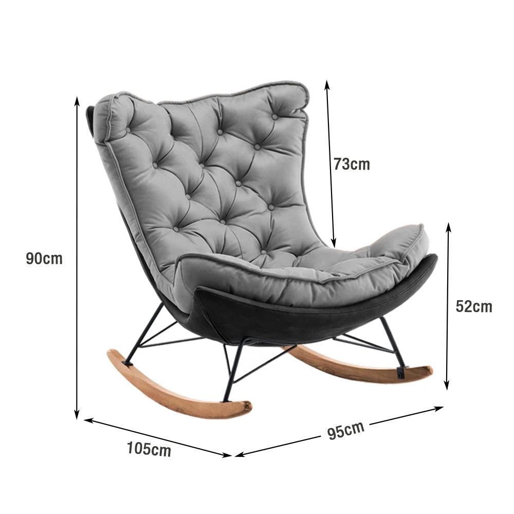 LUXORA Recliner Chair Down & Latex Cushioning, Easy-Care Tech Fabric, Carbon Steel Legs, Rocking Tilt - Grey