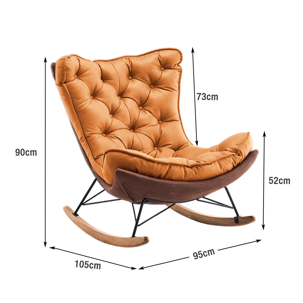 LUXORA Recliner Chair Down & Latex Cushioning, Easy-Care Tech Fabric, Carbon Steel Legs, Rocking Tilt - Orange