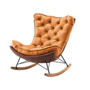 LUXORA Recliner Chair Down & Latex Cushioning, Easy-Care Tech Fabric, Carbon Steel Legs, Rocking Tilt - Orange