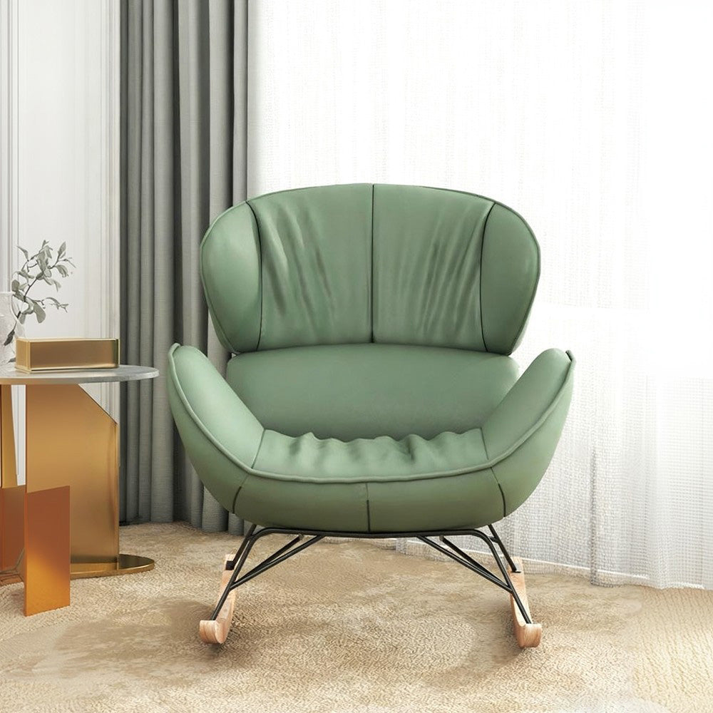 LUXORA Rocking Chair 105° Recline, Tech Leather, High-Density Foam, Ash Wood Base, Stable Rocking Design - Grey