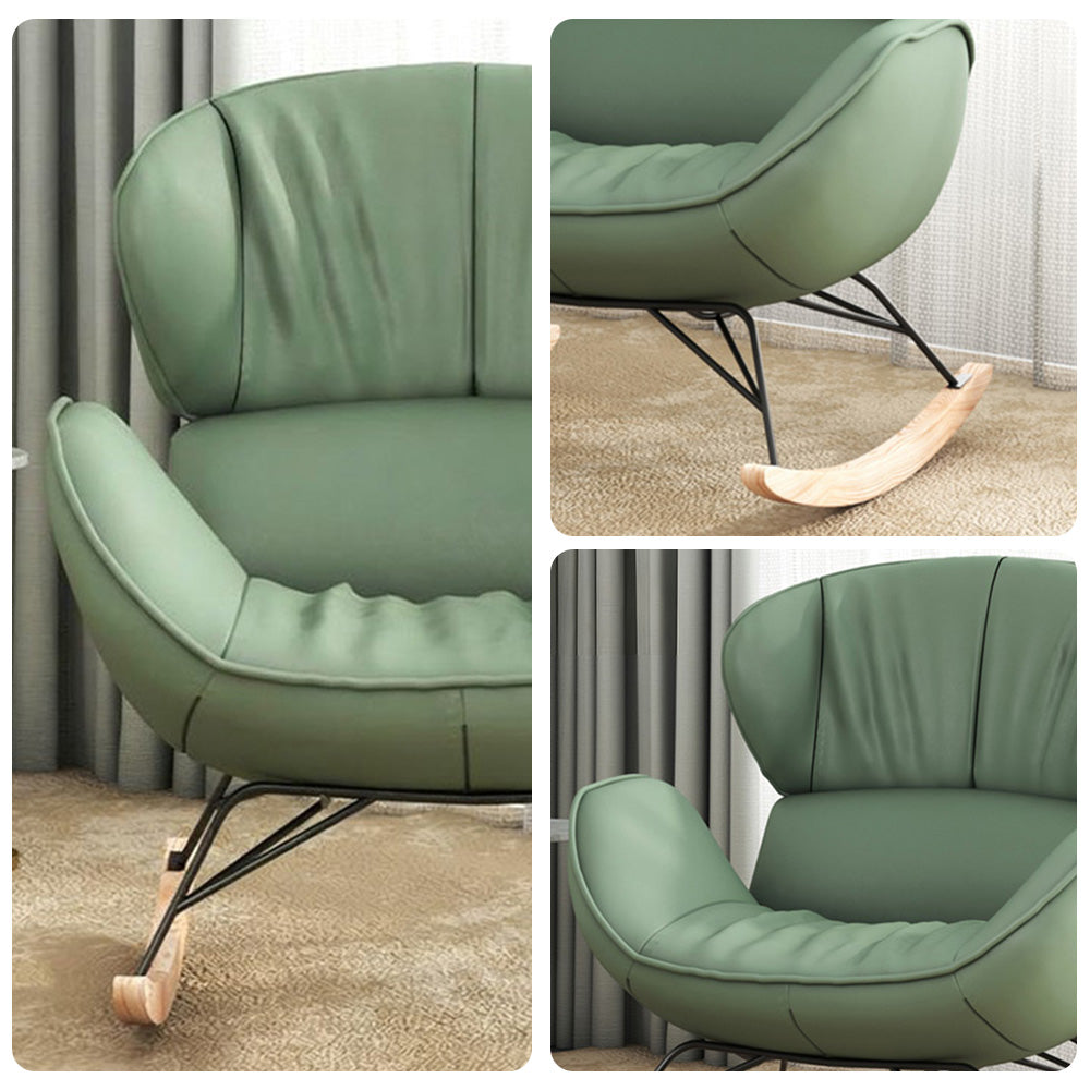 LUXORA Rocking Chair 105° Recline, Tech Leather, High-Density Foam, Ash Wood Base, Stable Rocking Design - Grey