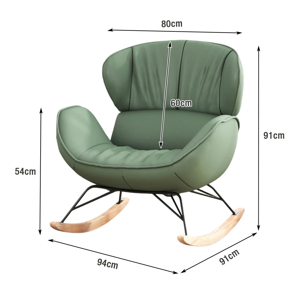 LUXORA Rocking Chair 105° Recline, Tech Leather, High-Density Foam, Ash Wood Base, Stable Rocking Design - Grey