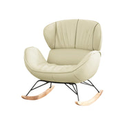 LUXORA Rocking Chair 105° Recline, Tech Leather, High-Density Foam, Ash Wood Base, Stable Rocking Design - White