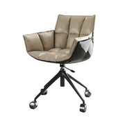 LIVARA Office Chair – Imported Nappa Leather Upholstery, Ergonomic Cushioned Backrest, High-Density Seat, 360° Swivel Base with Smooth Wheels, Durable Modern Design - Coffee