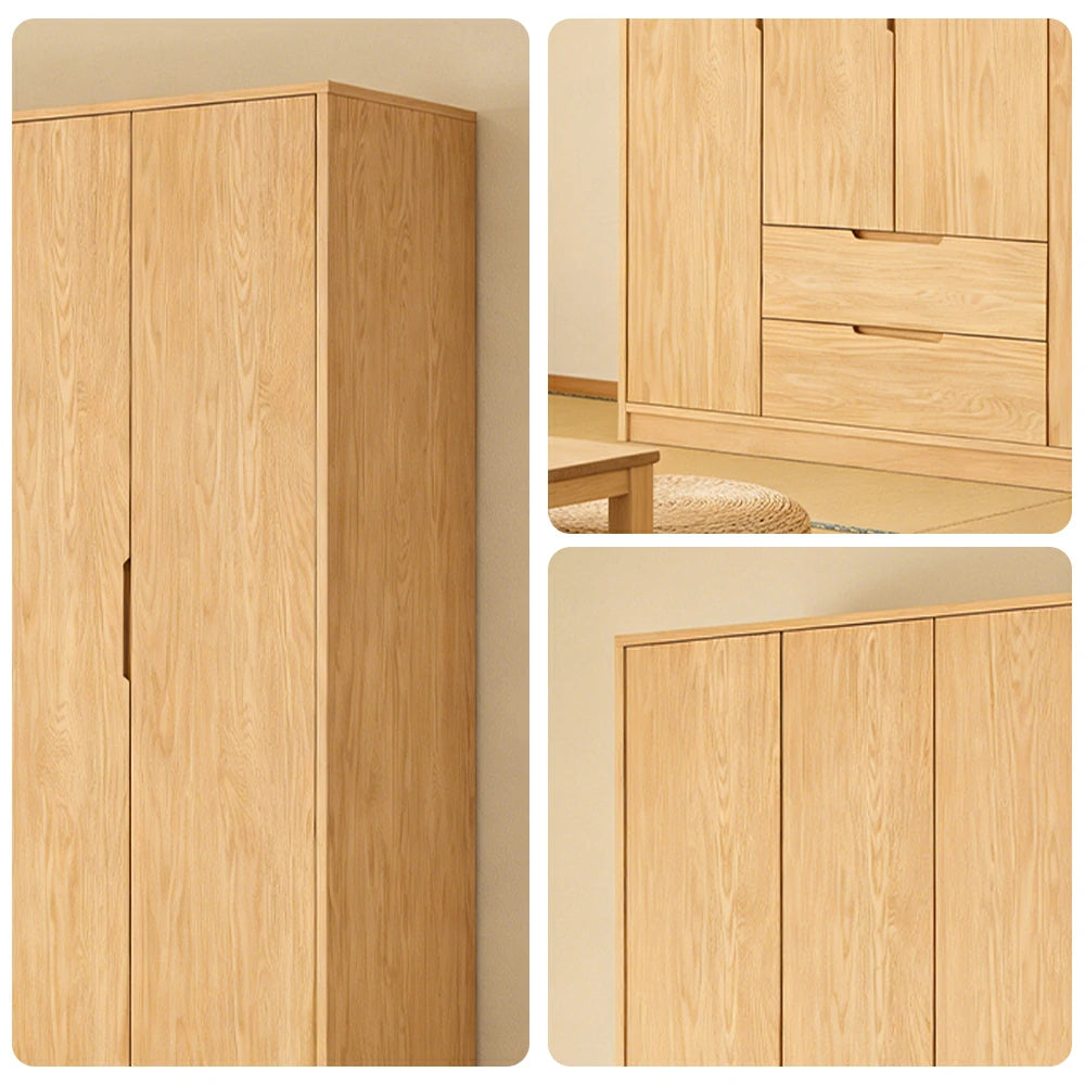 LUXORA 180/200cm Modern Wardrobe Cabinet - Flush Inset Door Design, Solid Timber Construction, Soft-Close Hinges & Quiet Drawers - Wood