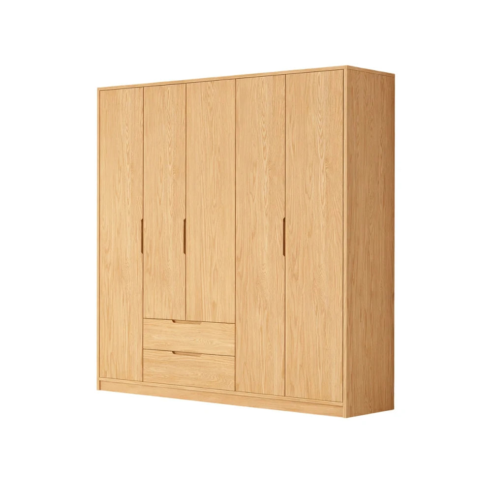 LUXORA 180/200cm Modern Wardrobe Cabinet - Flush Inset Door Design, Solid Timber Construction, Soft-Close Hinges & Quiet Drawers - Wood
