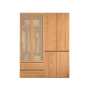 LUXORA 140/160cm Rattan Storage Cabinet - Multi-Zone Wardrobe Design with Solid Finnish Pine Wood, Breathable PVC Doors & Spacious Drawers