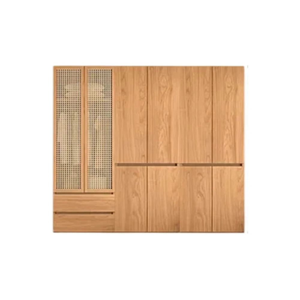 LUXORA 220/240cm Rattan Storage Cabinet - Multi-Zone Wardrobe Design with Solid Finnish Pine Wood, Breathable PVC Doors & Spacious Drawers