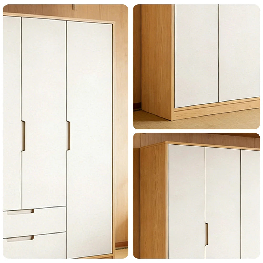 LUXORA 180/200cm Wardrobe Cabinet - Multi-Compartment Hanging Storage with Malacca Board Doors, Solid Wood Rail & Soft-Close Hardware