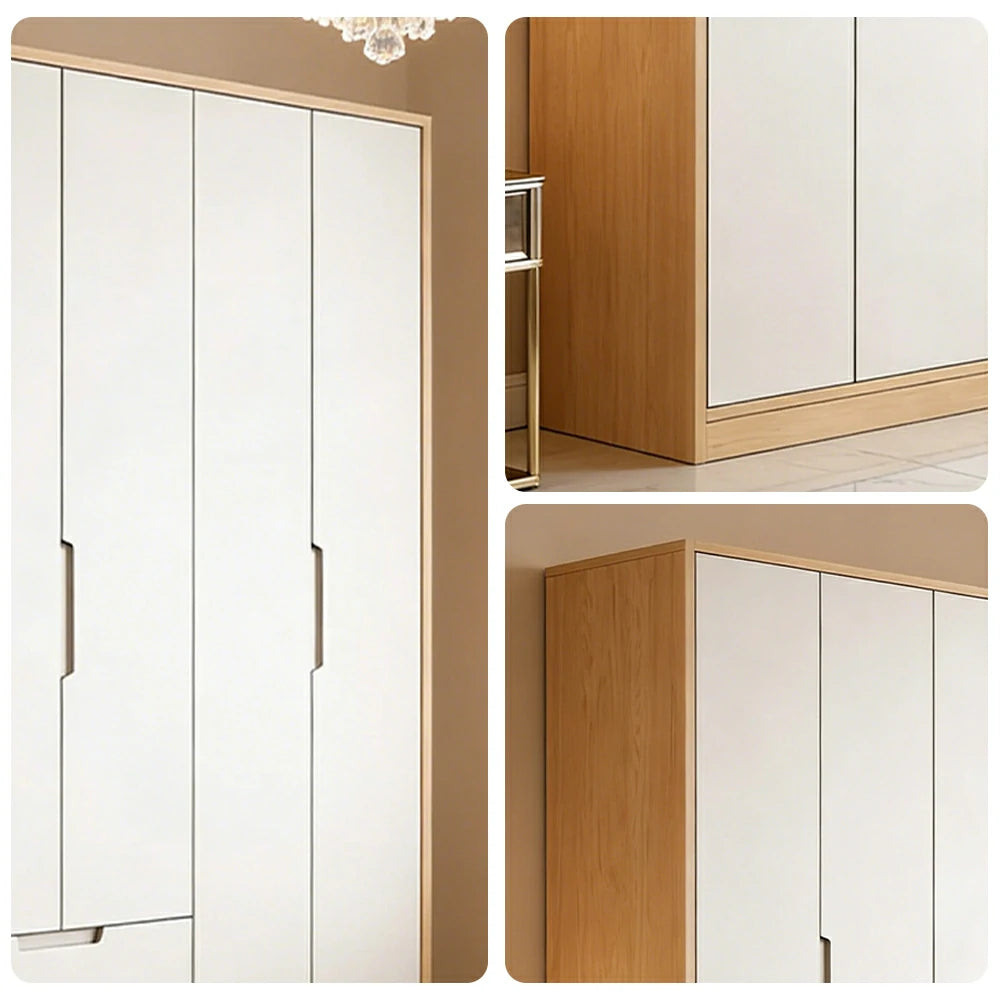 LUXORA 220/240cm Wardrobe Cabinet - Multi-Compartment Hanging Storage with Malacca Board Doors, Solid Wood Rail & Soft-Close Hardware