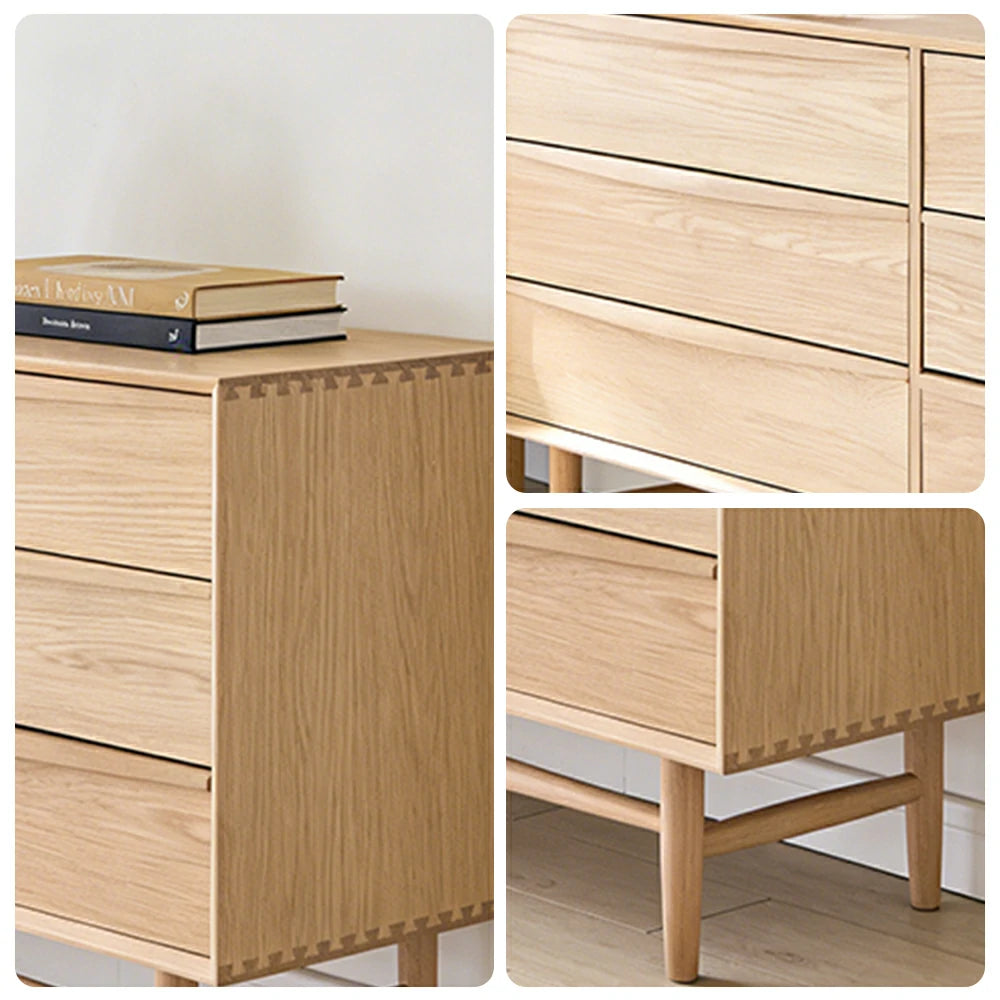 LUXORA Nordic 6-Drawer Dresser - New Zealand Pine Wood Chest with Curved Drawer Fronts, Raised Legs & Large Storage Capacity - Natural