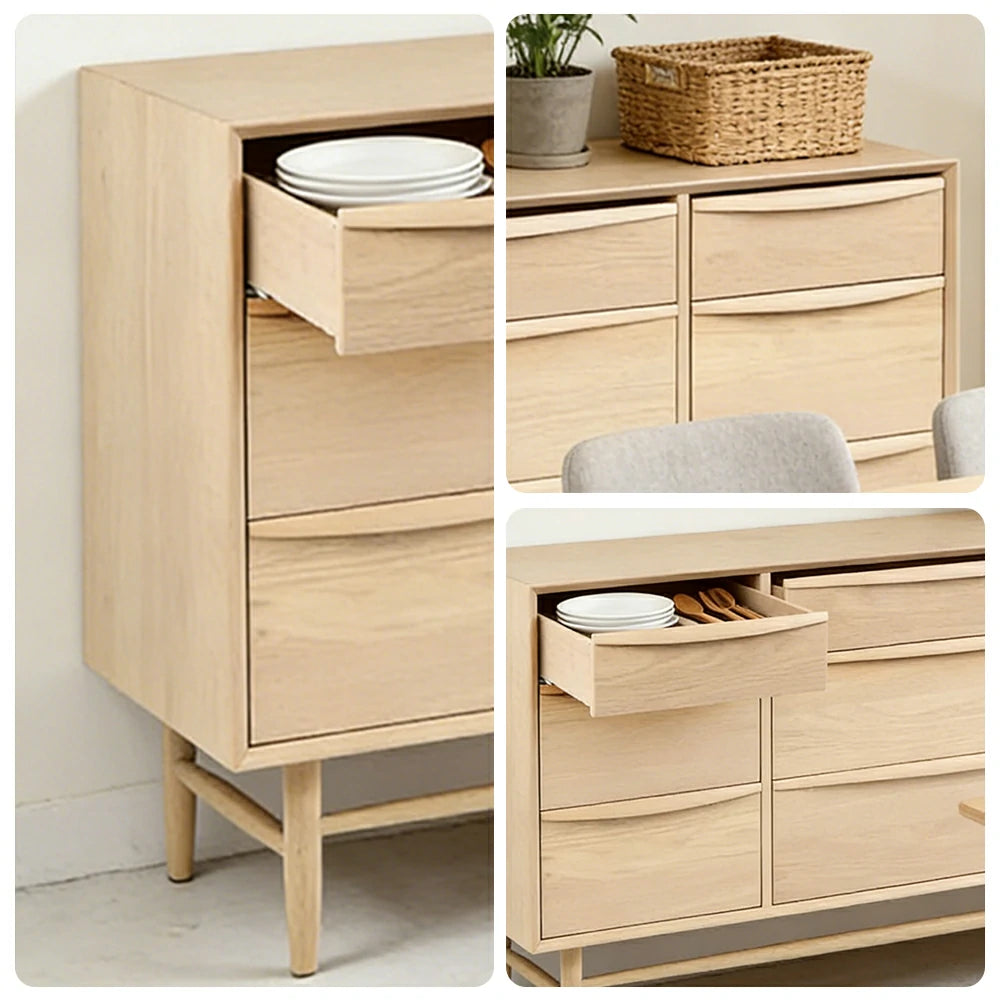 LUXORA Nordic 9-Drawer Dresser - New Zealand Pine Wood Chest with Curved Drawer Fronts, Raised Legs & Large Storage Capacity - Natural