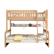 LUXORA Solid Wood Bunk Bed with Dual Drawers & Bookshelf - Lower 150cm, Upper 120cm, Durable Frame with Staircase Ladder, Installation Included - Natural Finish