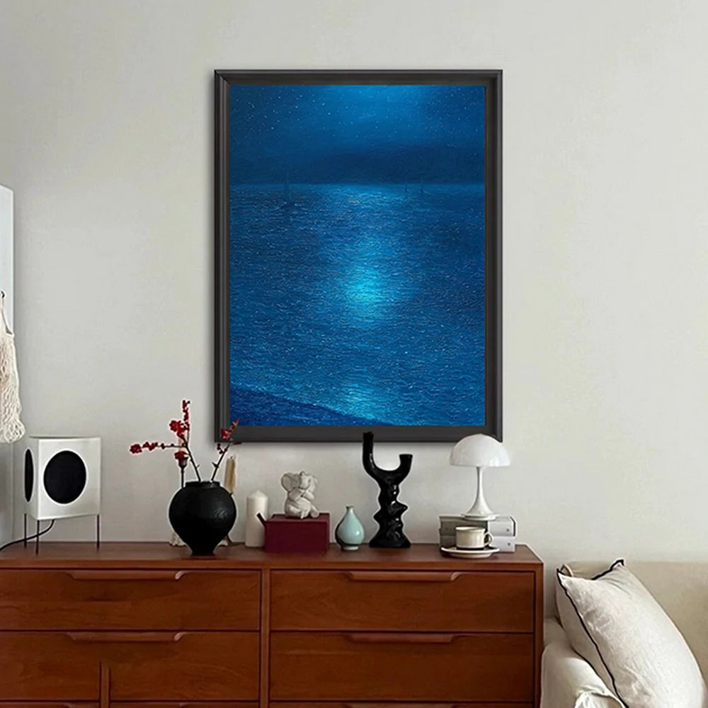 LUXORA Hand-Painted Oil Painting 50/80/120cm - Premium Abstract Painting with Clean Geometry for Modern Interiors
