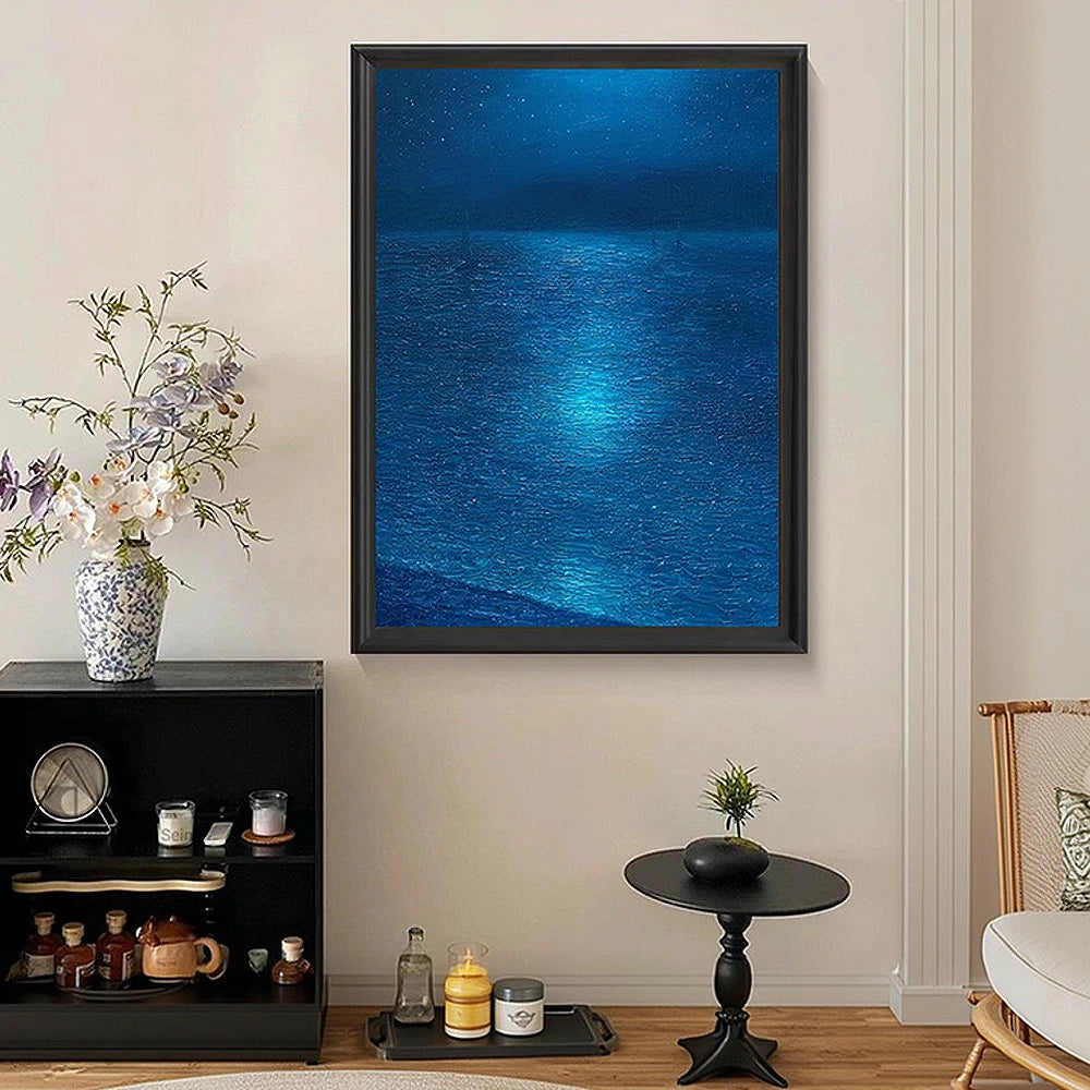 LUXORA Hand-Painted Oil Painting 50/80/120cm - Premium Abstract Painting with Clean Geometry for Modern Interiors