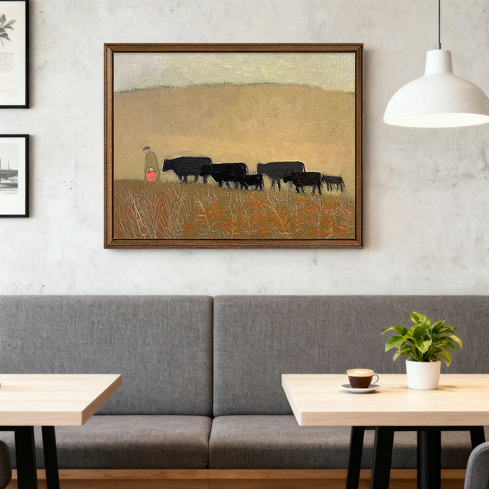 LUXORA Hand-Painted Oil Painting 50/80/120cm - Minimalist Wall Art Featuring Gentle Brush Texture and Neutral Composition