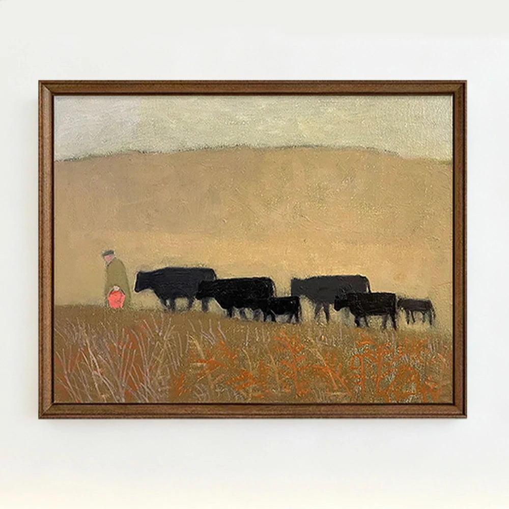 LUXORA Hand-Painted Oil Painting 50/80/120cm - Minimalist Wall Art Featuring Gentle Brush Texture and Neutral Composition