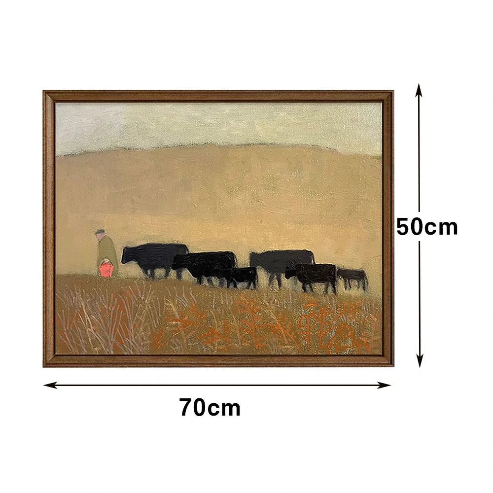 LUXORA Hand-Painted Oil Painting 50/80/120cm - Minimalist Wall Art Featuring Gentle Brush Texture and Neutral Composition