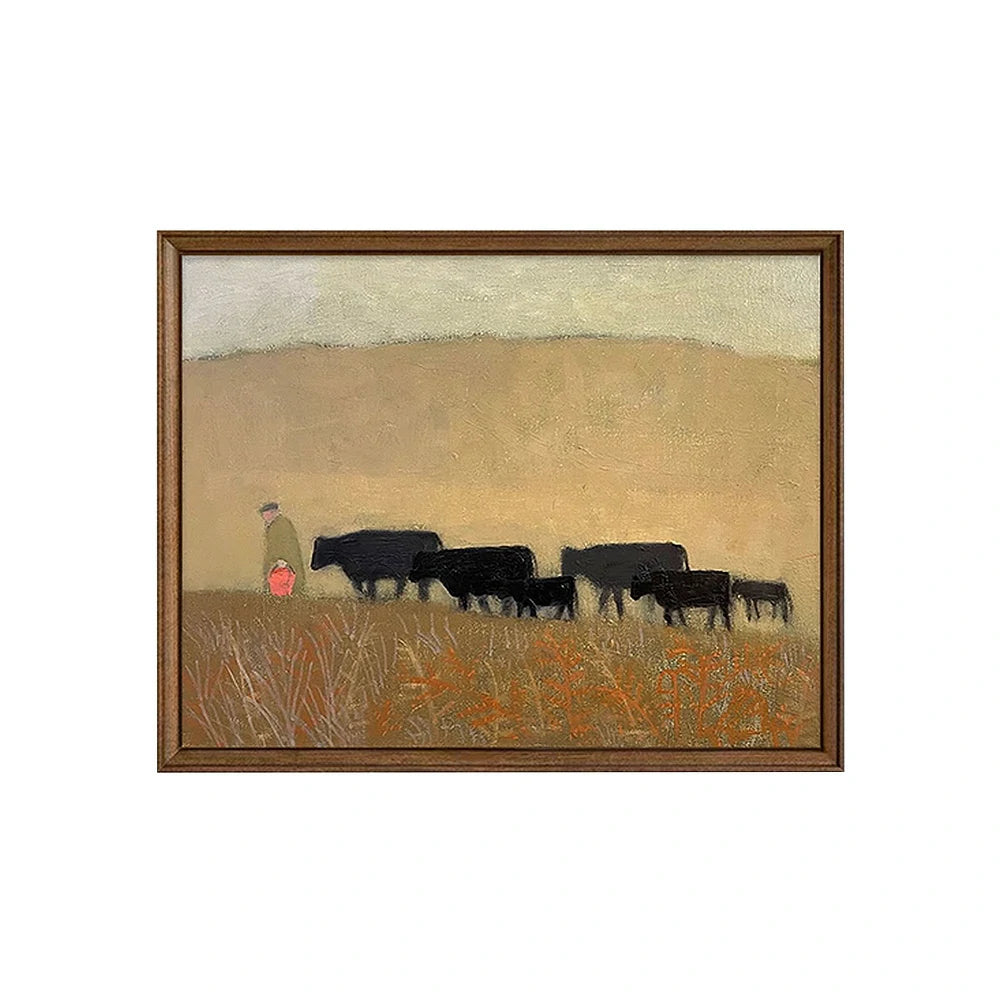 LUXORA Hand-Painted Oil Painting 50/80/120cm - Minimalist Wall Art Featuring Gentle Brush Texture and Neutral Composition