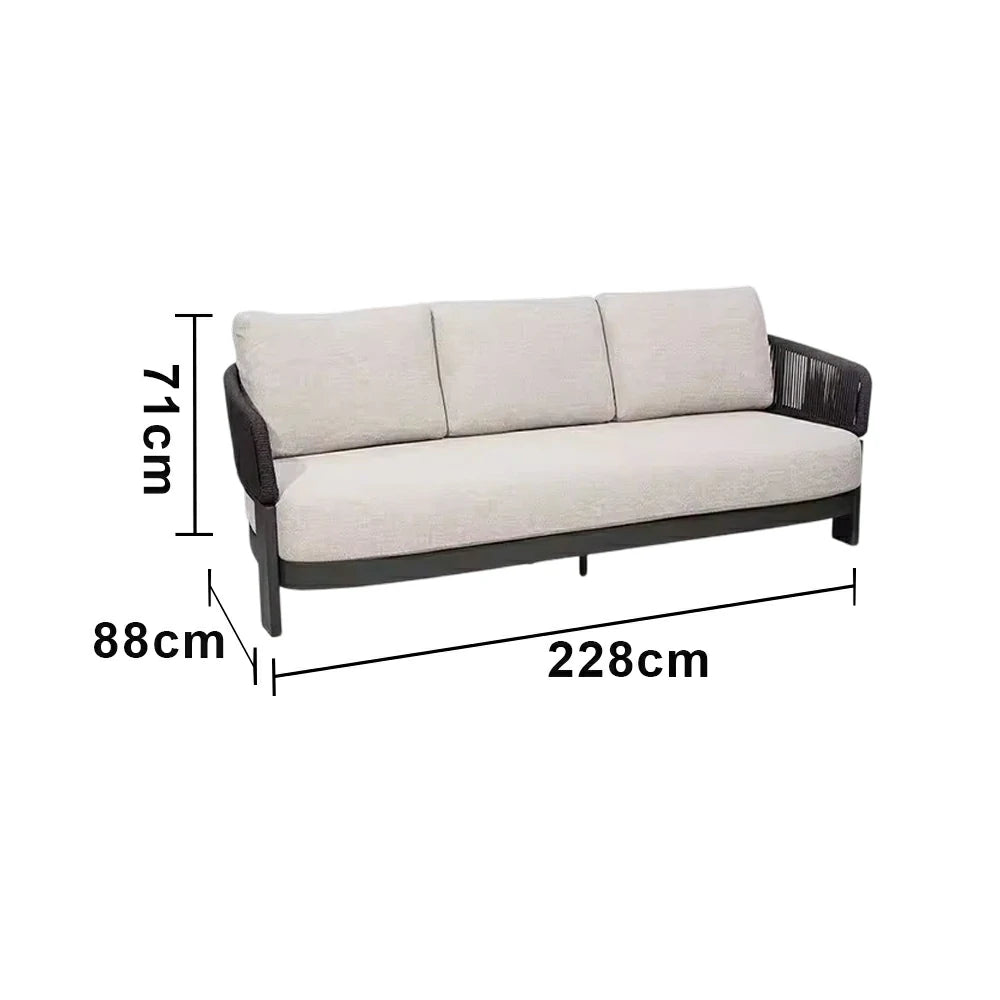 LUXORA 3-Seater Sofa Quick-Dry Deep Comfort Aluminium Frame with Rust-Resistant Powder Coating and Mould-Resistant Fabric