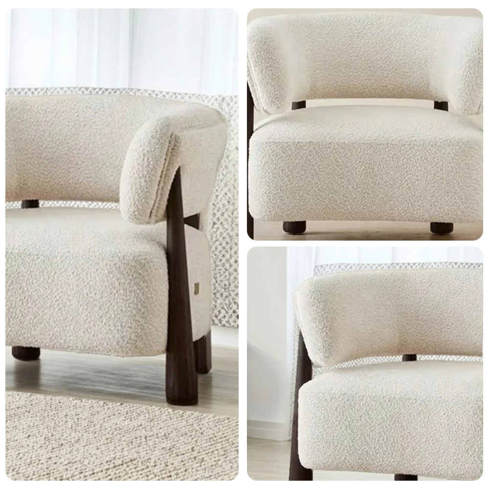 LUXORA Lounge Chair Soft Cotton-Linen Upholstery Wrap-Around Backrest Deep Seat Relaxed Style - White