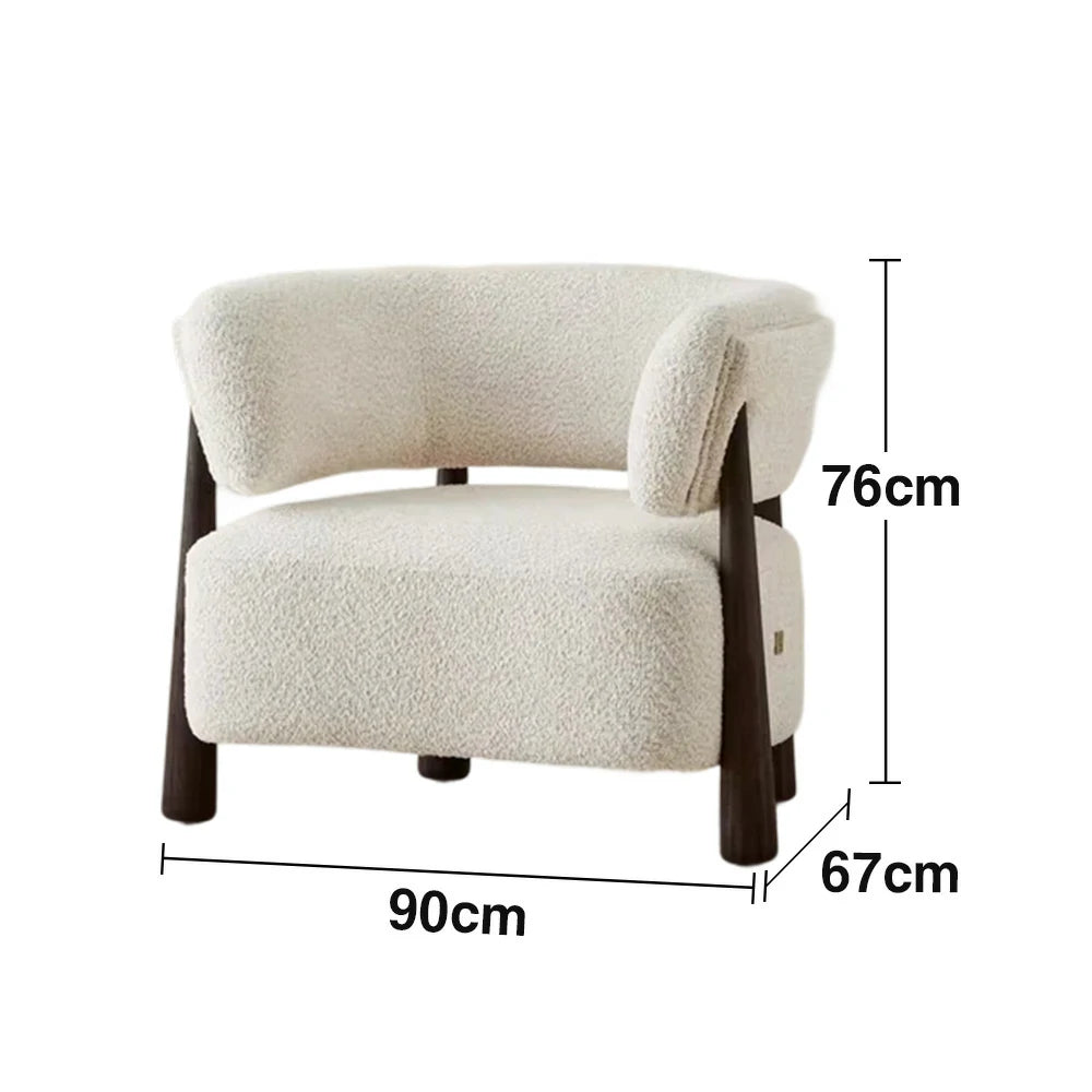 LUXORA Lounge Chair Soft Cotton-Linen Upholstery Wrap-Around Backrest Deep Seat Relaxed Style - White
