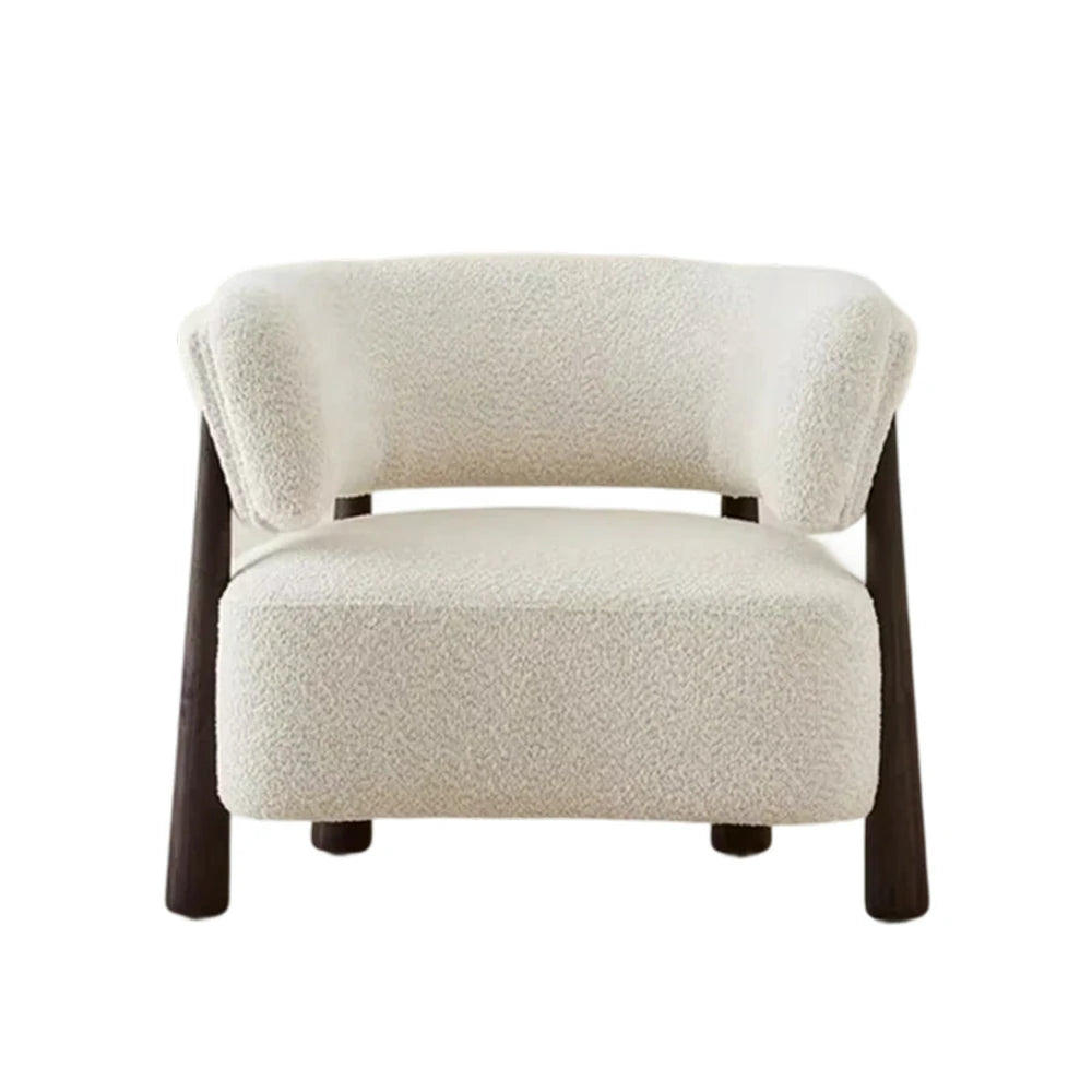 LUXORA Lounge Chair Soft Cotton-Linen Upholstery Wrap-Around Backrest Deep Seat Relaxed Style - White